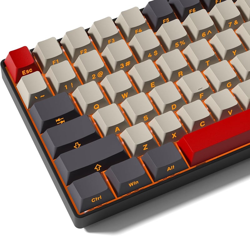 Rainy75 Shine Through Double Shot PBT Keycaps Set, Cherry Profile Custom Keycaps 60 65 75 100 Percent for 61/64/68/84/87/100/104/108 Retro Gaming Mechanical Keyboard, Purple Gray Red - Image 1